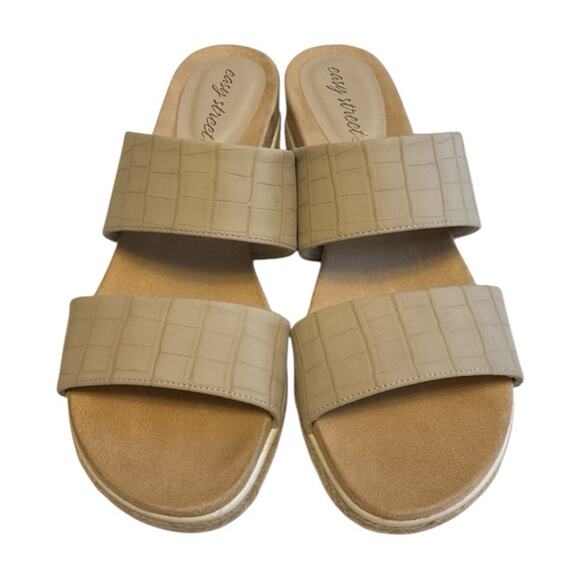Easy Street Size US 8.5M Women Wedge Heel Slide Sandals Maryann Taupe Croco - Picture 6 of 12
